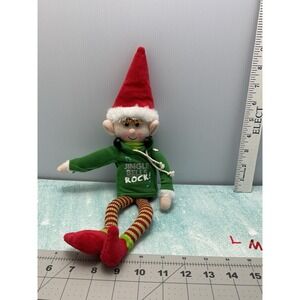 Elf Plush Shelf Sitter Holiday Christmas Tabletop Decor Dangling Feet 12" H